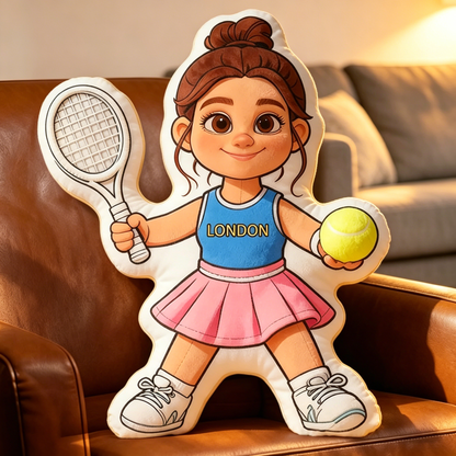 Personalized Tennis Player Girl Pillow – Custom 3D Print Cushion for Tennis Lovers