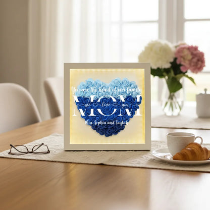 Personalized Family LED Light Flower Shadow Box With Kids Names Mother's Day Gift