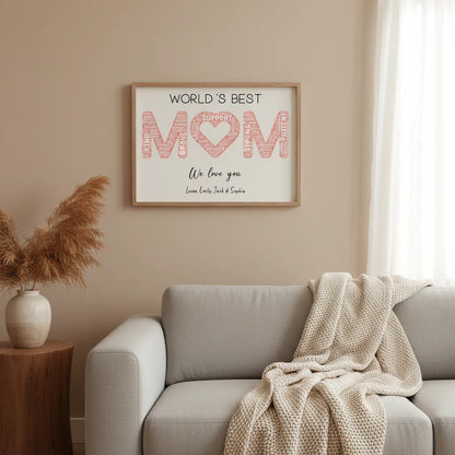 Personalized Words Best Mom Print Art with Names and Traits Mother's Day Gift