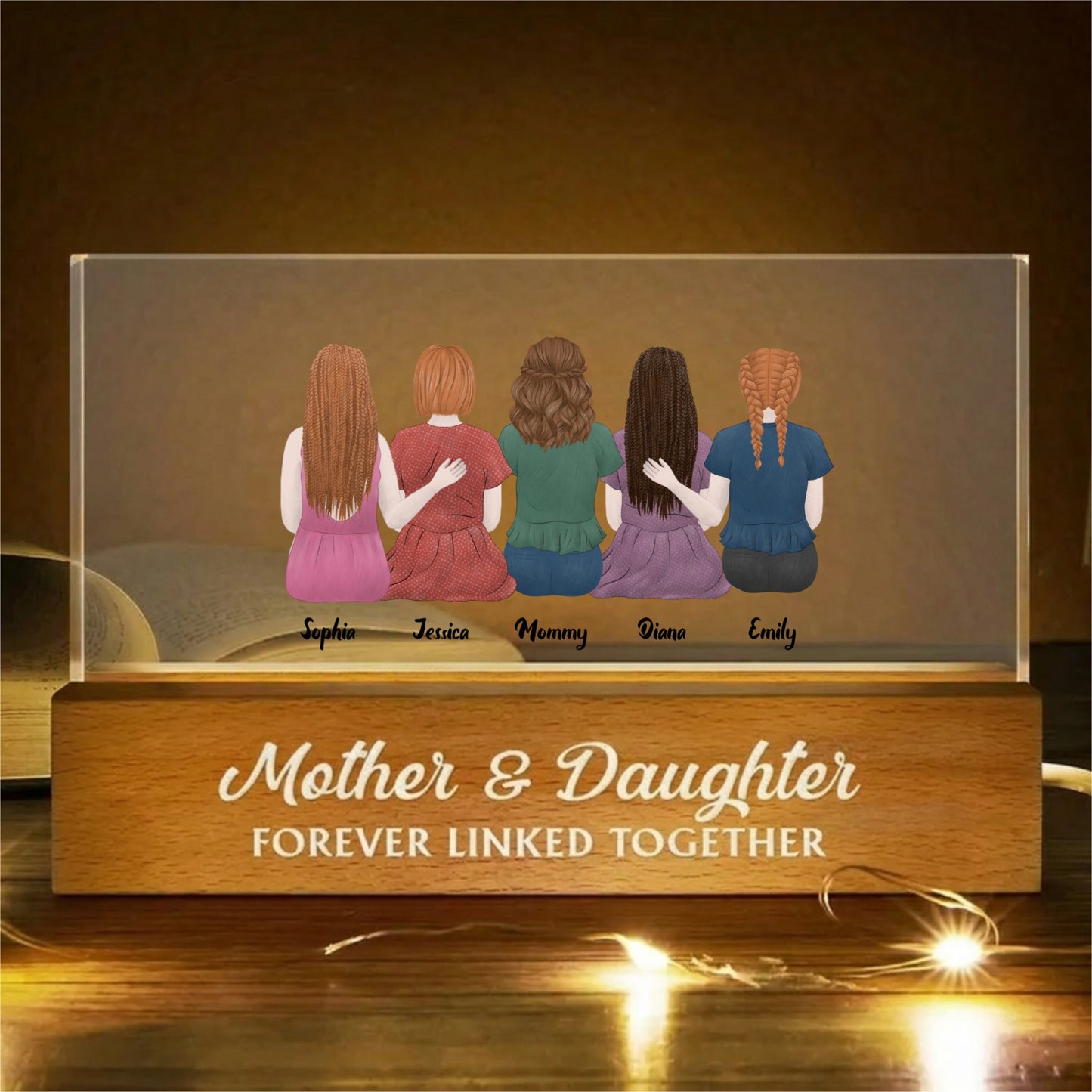 Personalized Mother & Daughter Forever Night Light With Names Gift for Mom