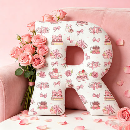 Personalized Flower Book Alphabet Pillow with Custom Name, Soft Plush Book Lover Cushion, Gift for Girlfriend, Wife & Bookworm Readers