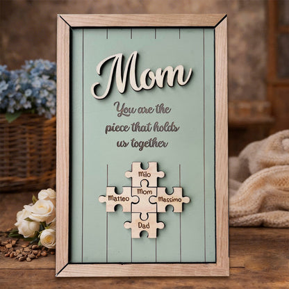 Mom You Are The Pieces That Hold Us Together Wooden Puzzle Pieces Sign Personalized Gifts for Mom Mother's Day Gift