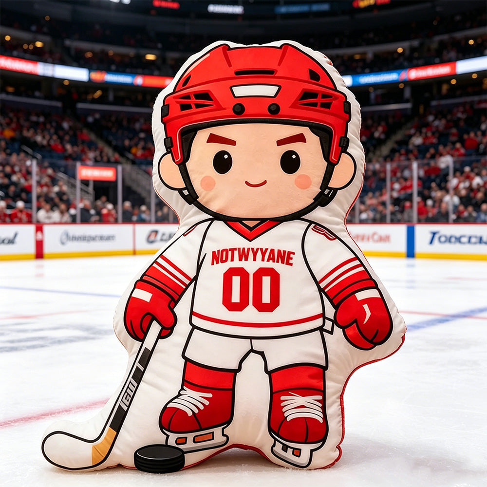 Personalized Hockey Player Pillow with Custom Jersey Number – Unique Gift for Players and Enthusiasts