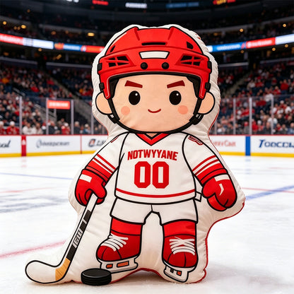 Personalized Hockey Player Pillow with Custom Jersey Number – Unique Gift for Players and Enthusiasts