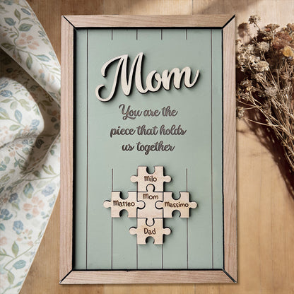Mom You Are The Pieces That Hold Us Together Wooden Puzzle Pieces Sign Personalized Gifts for Mom Mother's Day Gift