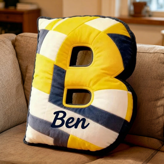 Personalized Volleyball Letter Shaped Pillow with Custom Name and Bold Design for Sports Fans