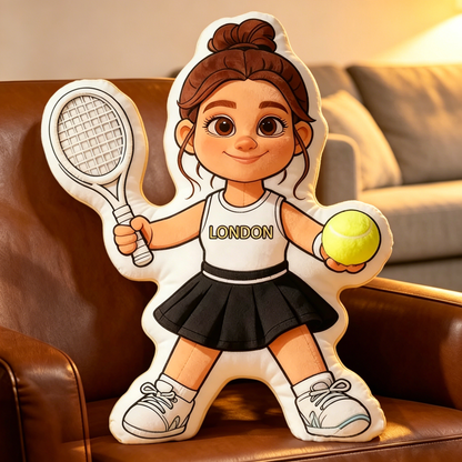 Personalized Tennis Player Girl Pillow – Custom 3D Print Cushion for Tennis Lovers