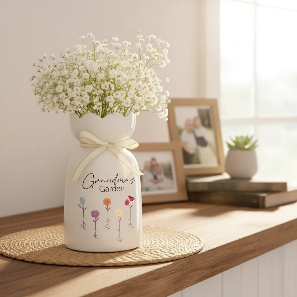 Personalized Grandma's Garden Flower Vase with Name Mother's Day Gift for Mom