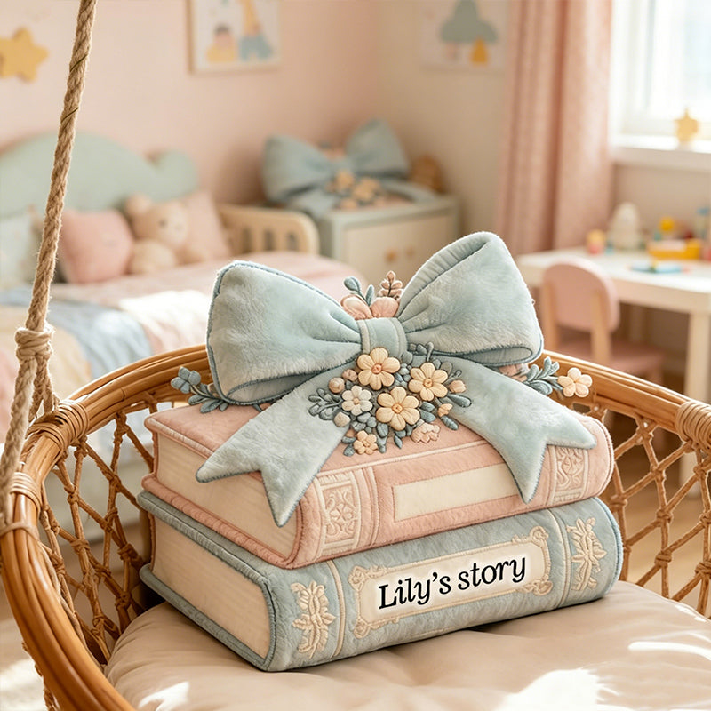 Personalized Storybook Dreams Pillow with Custom Name, Reading Lover Throw Cushion, Gift for Book Lovers & Cozy Room Decor