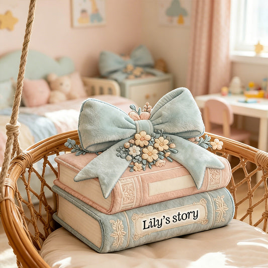 Personalized Storybook Dreams Pillow with Custom Name, Reading Lover Throw Cushion, Gift for Book Lovers & Cozy Room Decor