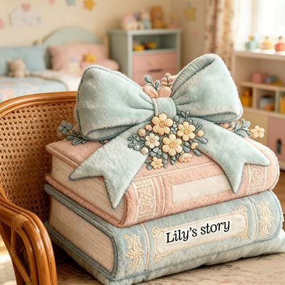 Personalized Storybook Dreams Pillow with Custom Name, Reading Lover Throw Cushion, Gift for Book Lovers & Cozy Room Decor