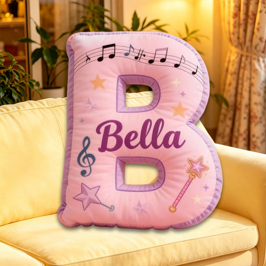 Personalized Colorful Music Notes Pillow with Custom Name, Sheet Music Plush Cushion, Unique Gift for Kids, Music Lovers & Girls Room Decor