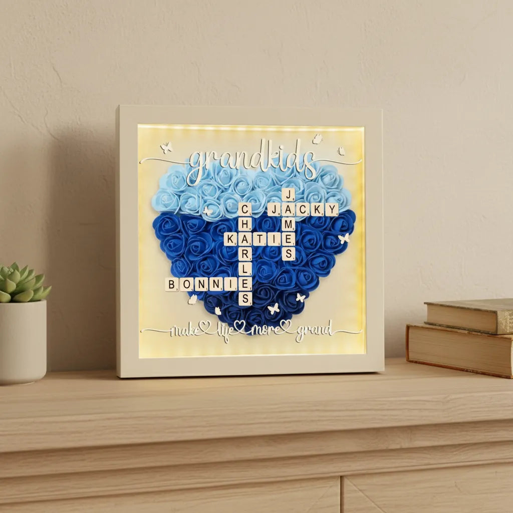 Personalized Family Names Heart Shadow Box Life More Grand Rose Shadow Box Mother's Day Gift