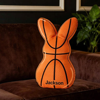 Custom Name Easter Basketball Bunny Pillow – Fun Holiday Gift for Kids