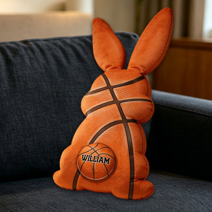 Personalized Easter Basketball Bunny Pillow with Custom Name Design