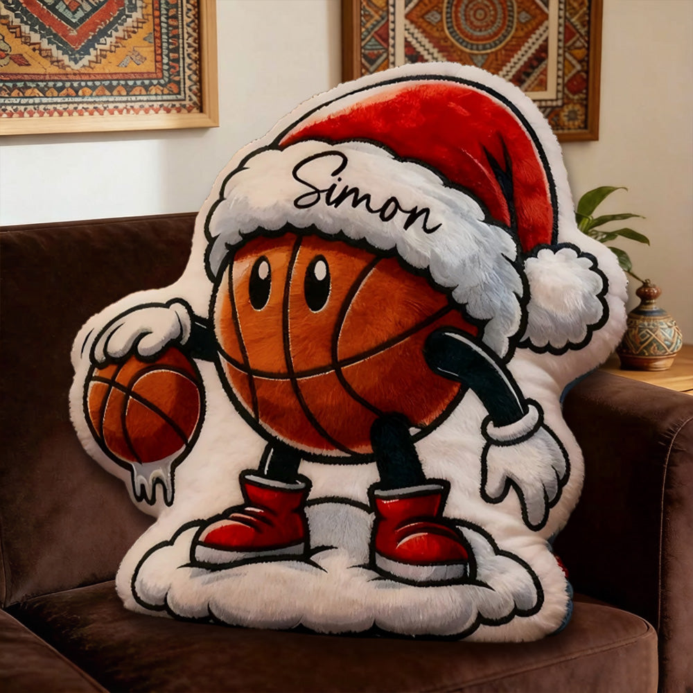 Personalized Christmas Basketball Pillow with Custom Name Design