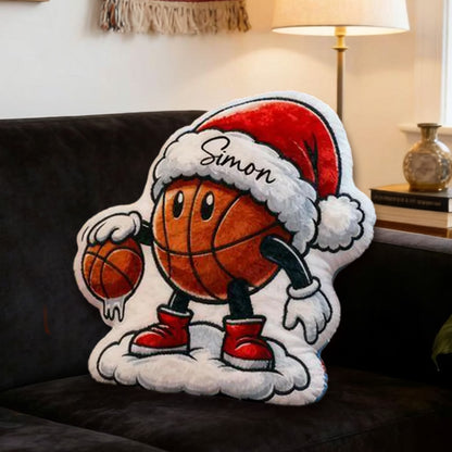 Personalized Christmas Basketball Pillow with Custom Name Design