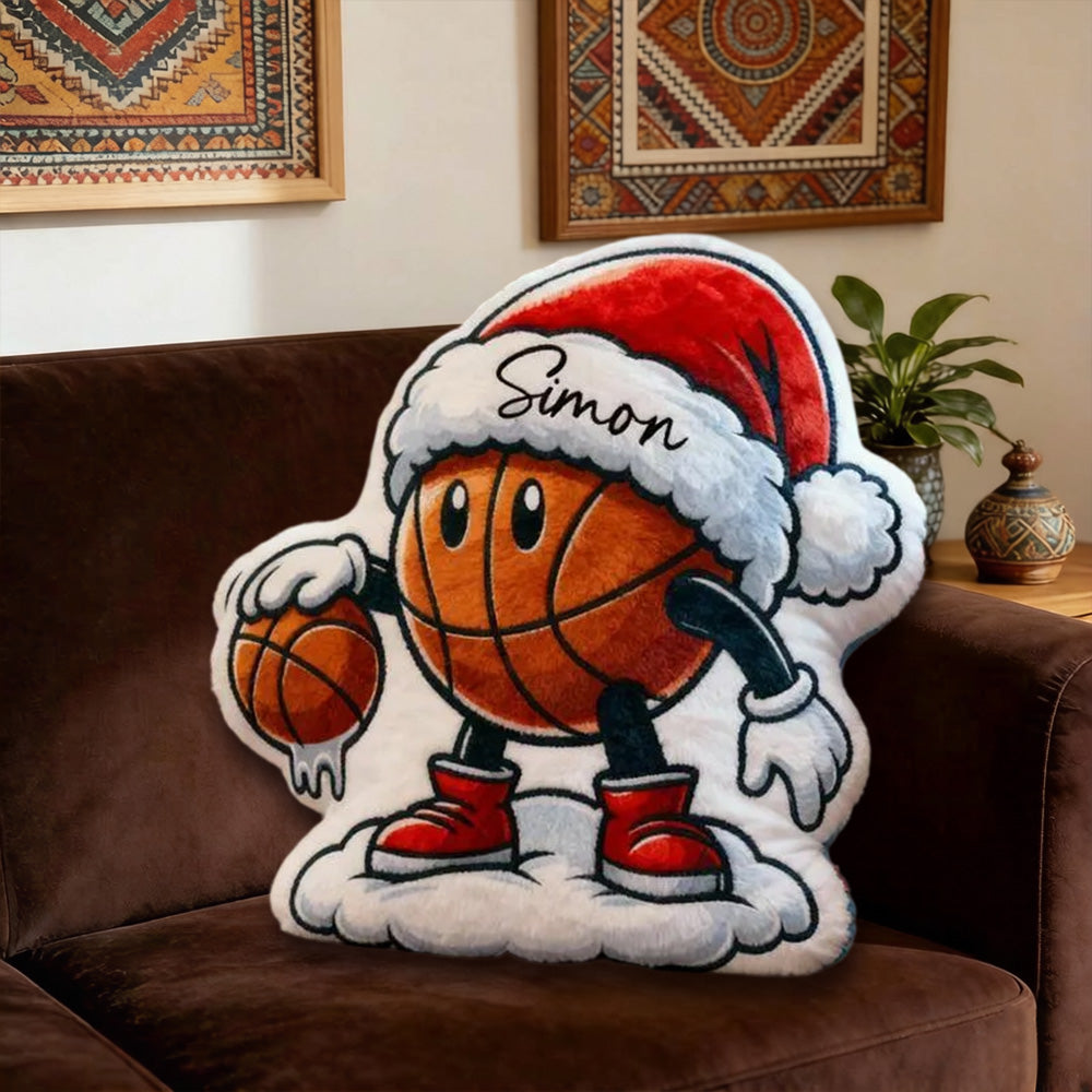 Personalized Christmas Basketball Pillow with Custom Name Design
