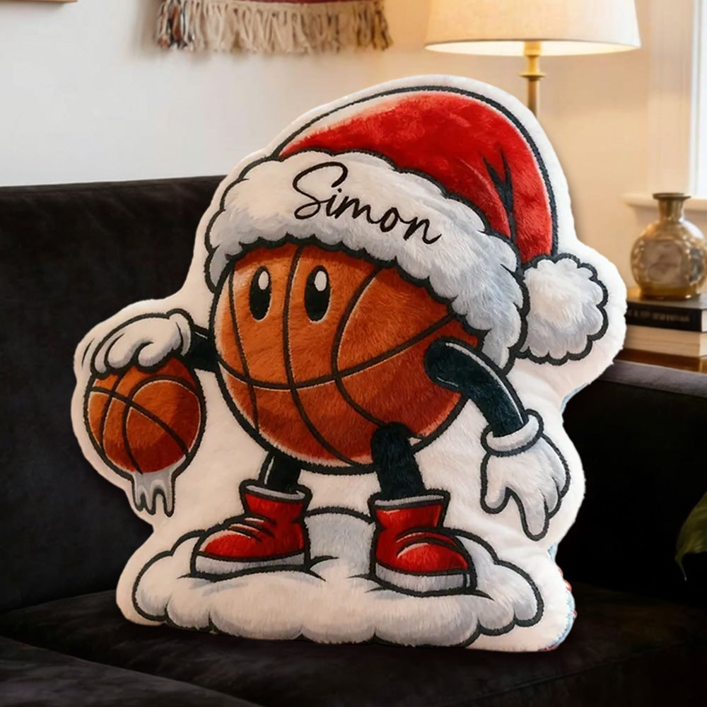 Personalized Christmas Basketball Pillow with Custom Name Design