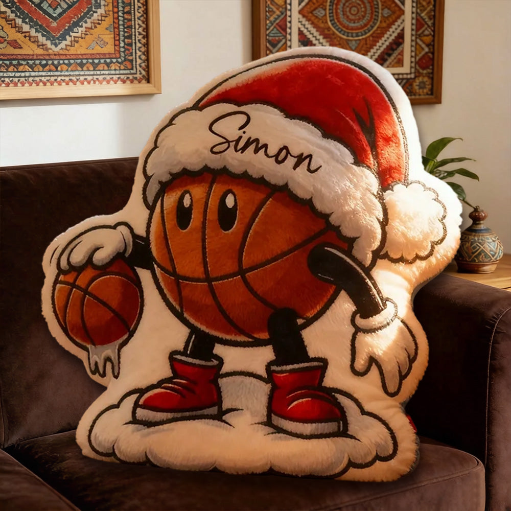 Personalized Christmas Basketball Pillow with Custom Name Design