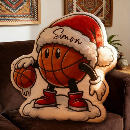 Personalized Christmas Basketball Pillow with Custom Name Design
