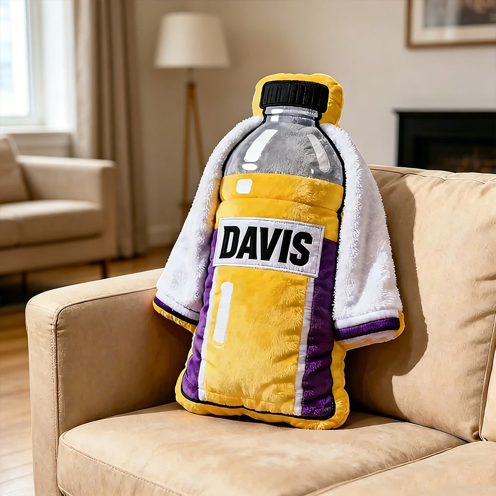 Personalized Sports Bottle Pillow with Custom Name – Team Colors for Players & Coaches