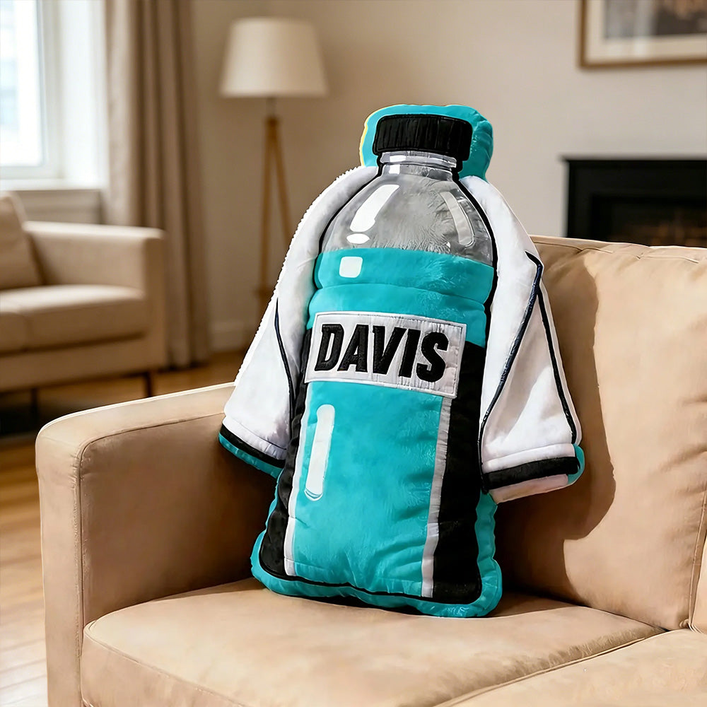 Personalized Sports Bottle Pillow with Custom Name – Team Colors for Players & Coaches