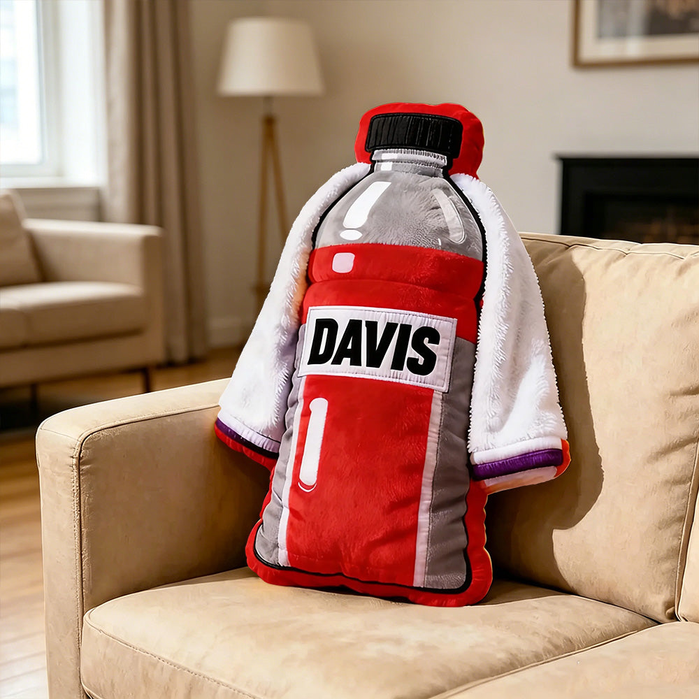 Personalized Sports Bottle Pillow with Custom Name – Team Colors for Players & Coaches