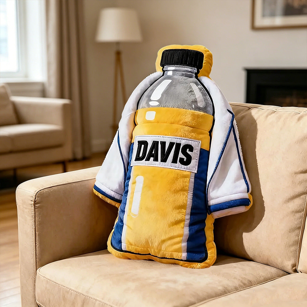 Personalized Sports Bottle Pillow with Custom Name – Team Colors for Players & Coaches