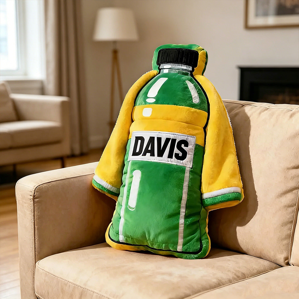 Personalized Sports Bottle Pillow with Custom Name – Team Colors for Players & Coaches