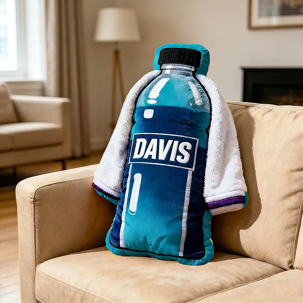 Personalized Sports Bottle Pillow with Custom Name – Team Colors for Players & Coaches