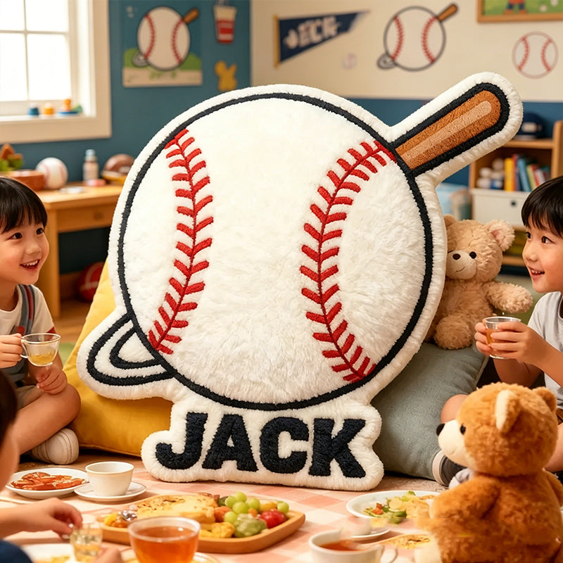 Personalized Baseball Pillow with Name and Bat Design – Unique Gift for Baseball Lovers