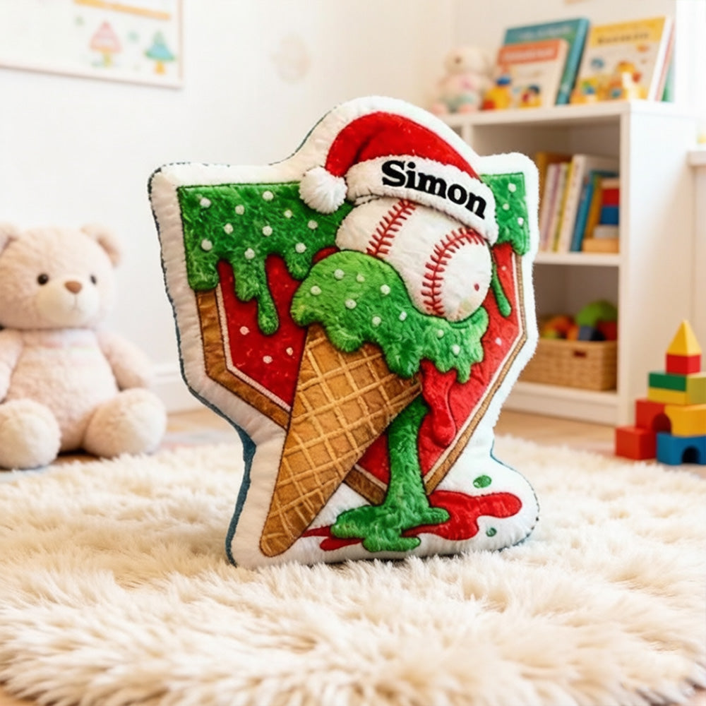 Custom Christmas Baseball Pillow – Personalized Sports Gift for Baseball Lovers