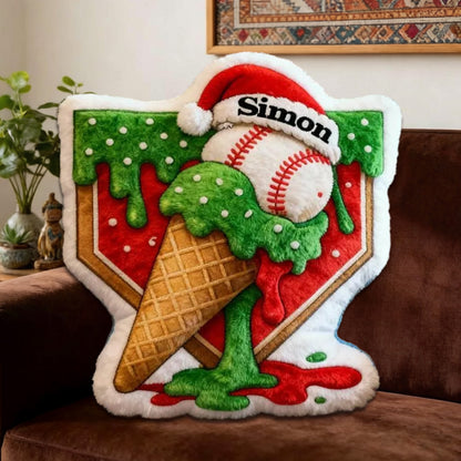 Custom Christmas Baseball Pillow – Personalized Sports Gift for Baseball Lovers