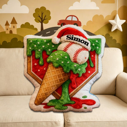 Custom Christmas Baseball Pillow – Personalized Sports Gift for Baseball Lovers