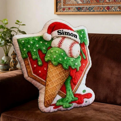 Custom Christmas Baseball Pillow – Personalized Sports Gift for Baseball Lovers
