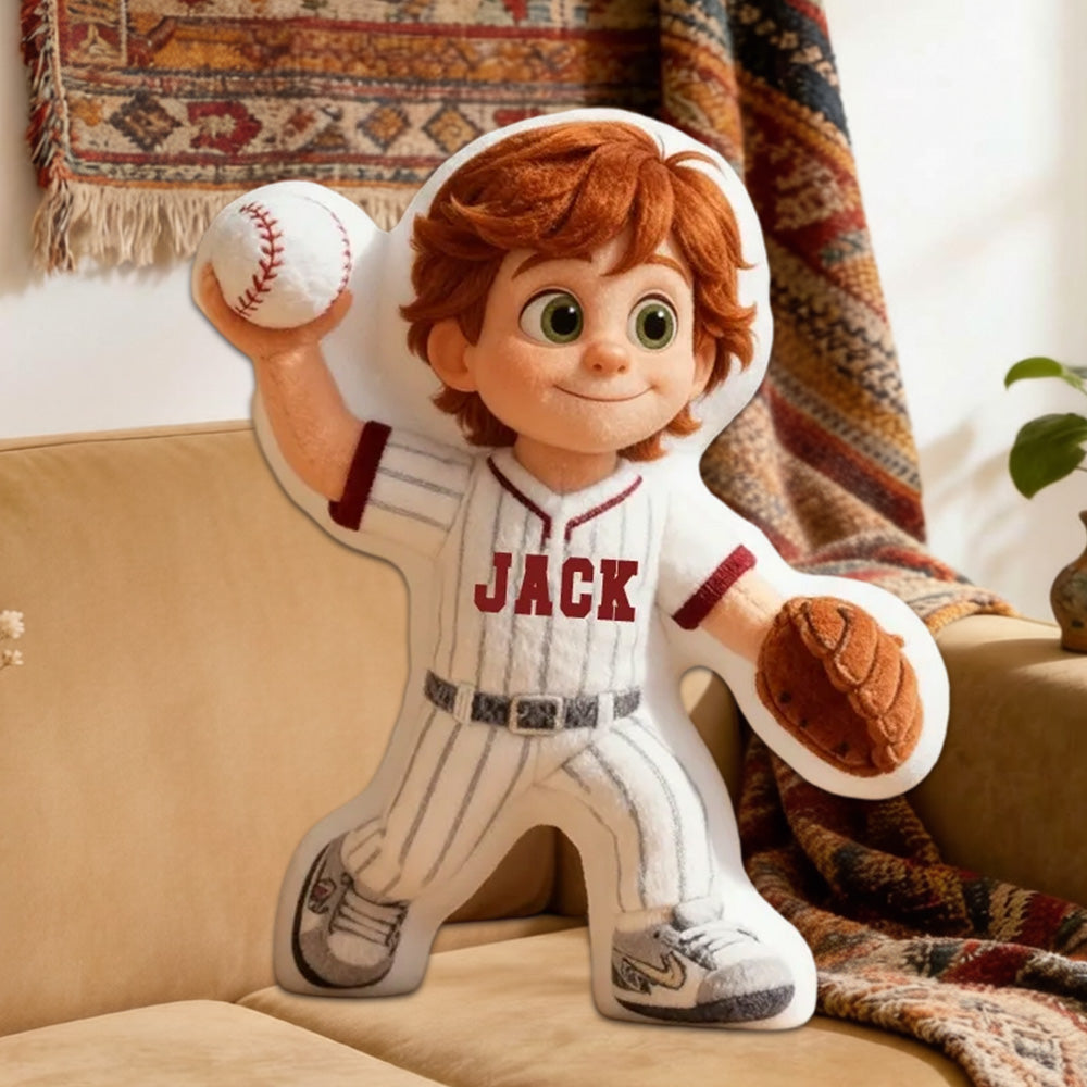 Custom Baseball Pillow with Name and Photo – Unique Birthday or Holiday Gift