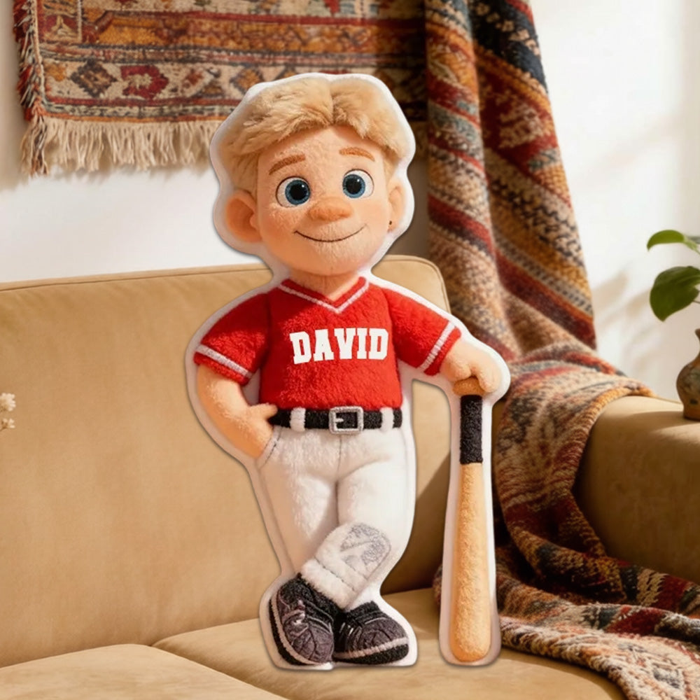 Custom Baseball Pillow with Name and Photo – Unique Birthday or Holiday Gift