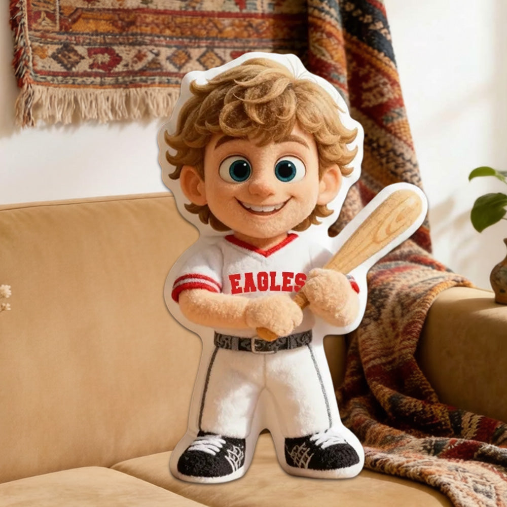 Custom Baseball Pillow with Name and Photo – Unique Birthday or Holiday Gift