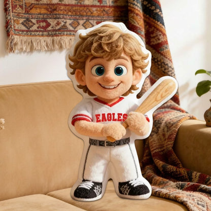 Custom Baseball Pillow with Name and Photo – Unique Birthday or Holiday Gift