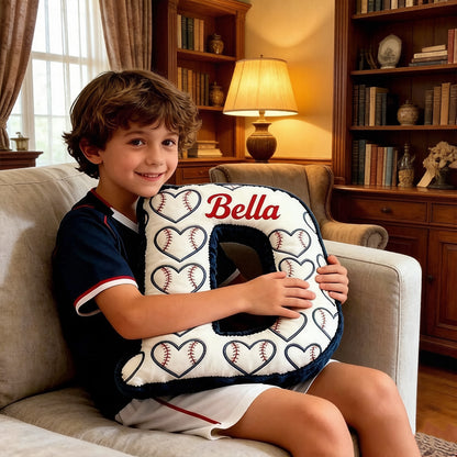 Heart Pattern Baseball Pillow with Custom Name for Kids and Fans