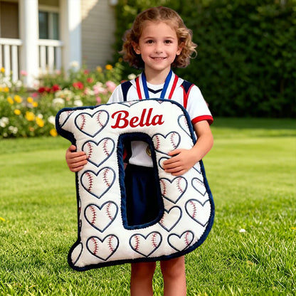 Heart Pattern Baseball Pillow with Custom Name for Kids and Fans
