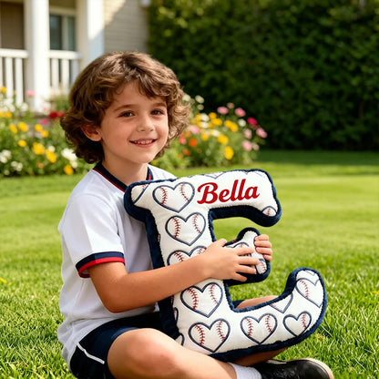Heart Pattern Baseball Pillow with Custom Name for Kids and Fans