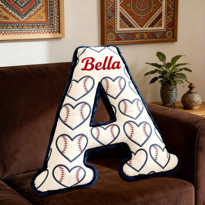Heart Pattern Baseball Pillow with Custom Name for Kids and Fans