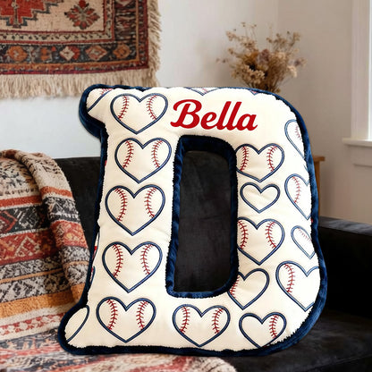 Heart Pattern Baseball Pillow with Custom Name for Kids and Fans