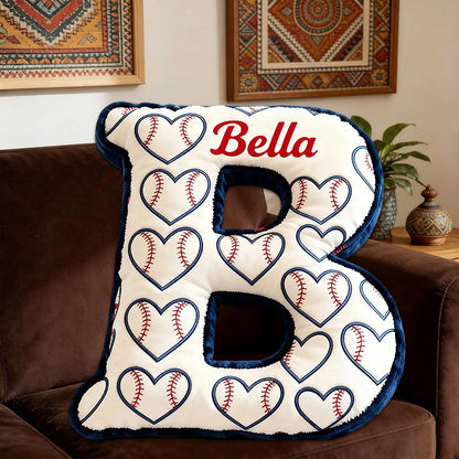 Heart Pattern Baseball Pillow with Custom Name for Kids and Fans