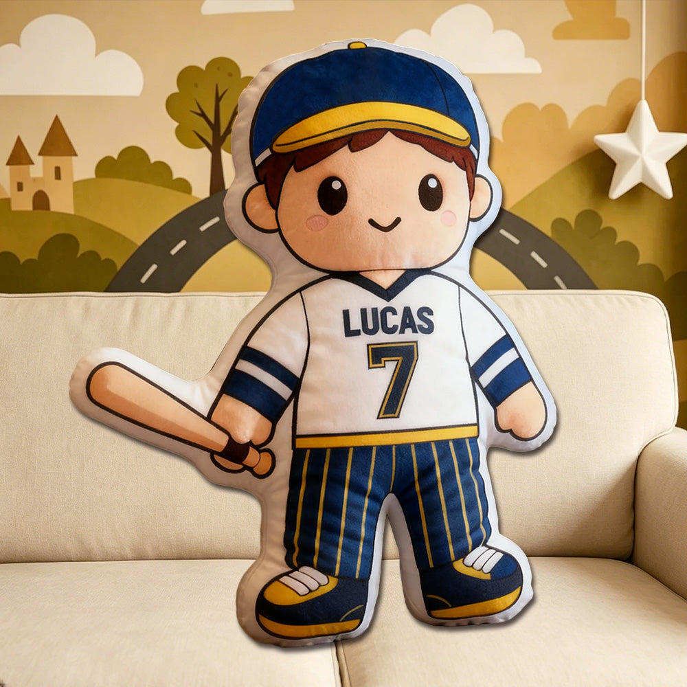 Personalized Baseball Player Pillow – Unique Gift for Kids, Players & Fans