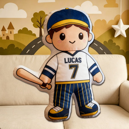 Personalized Baseball Player Pillow – Unique Gift for Kids, Players & Fans