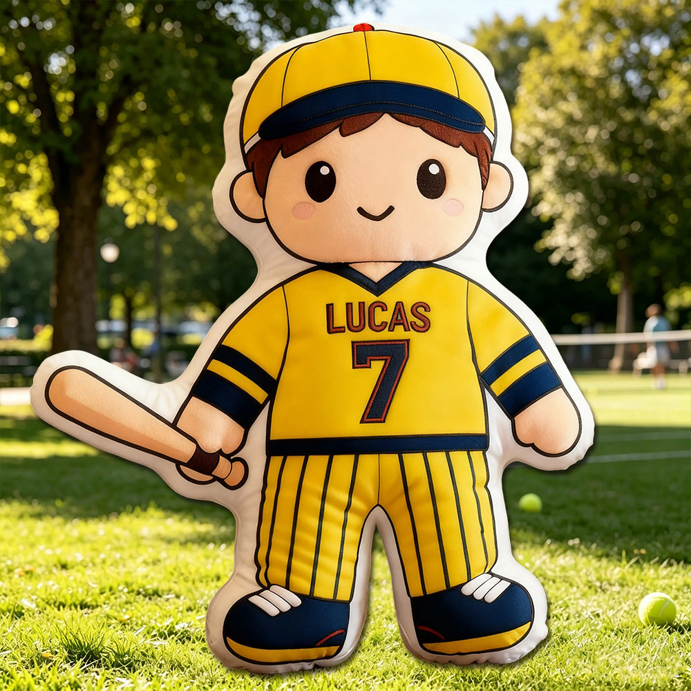 Personalized Baseball Player Pillow – Unique Gift for Kids, Players & Fans