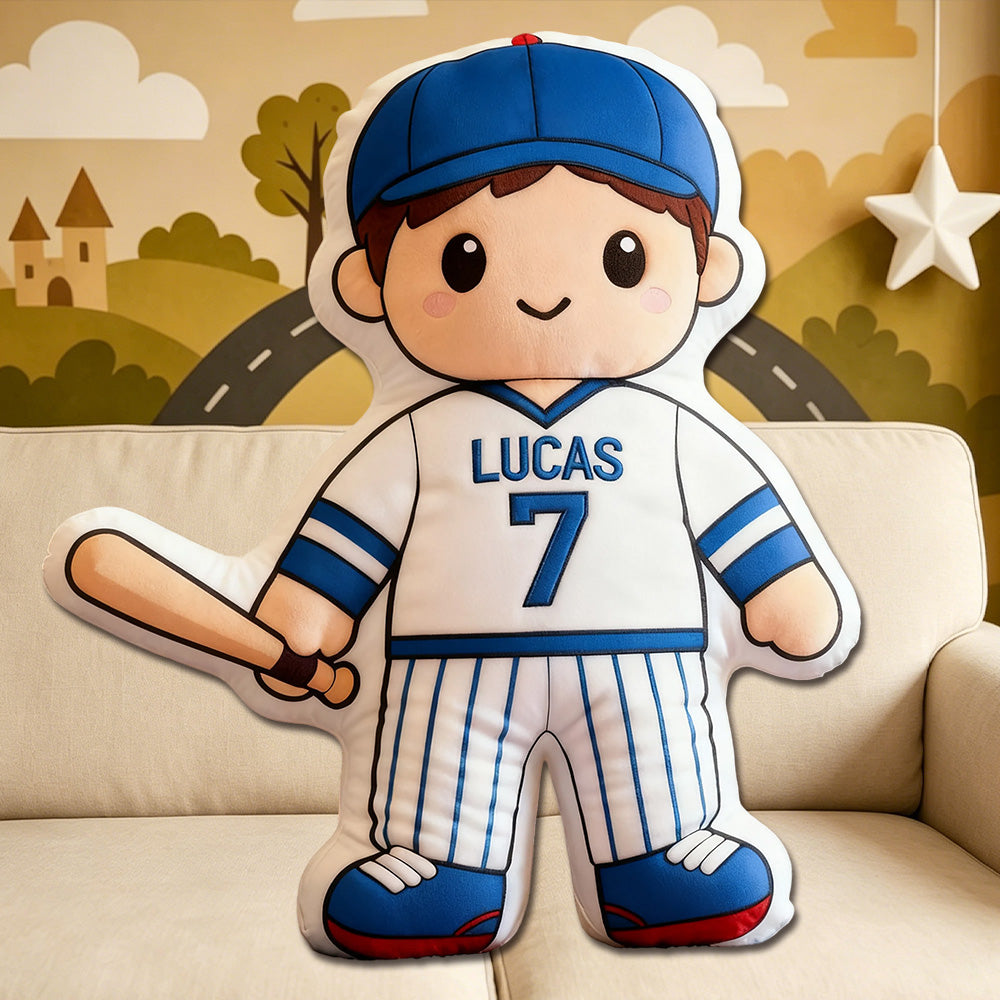 Personalized Baseball Player Pillow – Unique Gift for Kids, Players & Fans